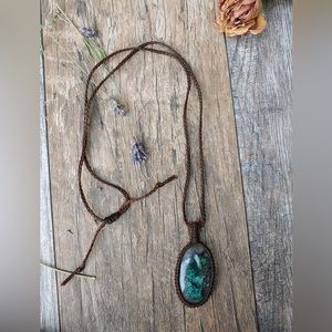 Shattuckite macrame necklace